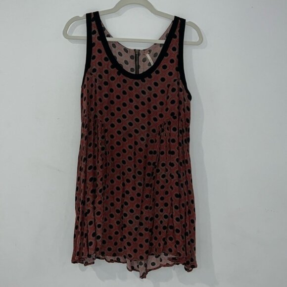 Free People Red Polka dot Molly Bohemian Tank Mini Swing dress size Small - Picture 3 of 12